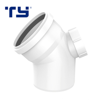 Oem Customized PVC gasketed push-fit drainage fittings P trap 45 DEG BEND with port